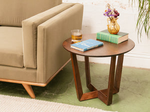 Walnut Round Side Table