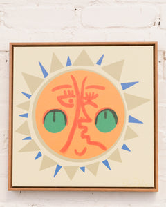 Boho Sun Art Print by Pan Dulce in Wooden Frame