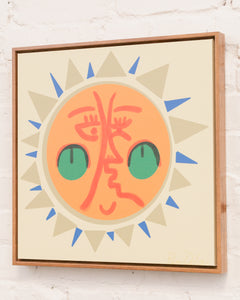 Boho Sun Art Print by Pan Dulce in Wooden Frame