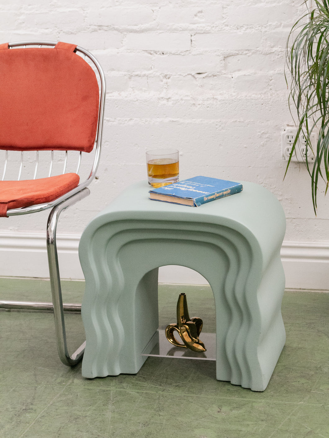 Mint Squiggle End Table