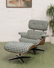 Load image into Gallery viewer, Green Houndstooth Chair &amp; Ottoman
