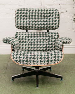 Green Houndstooth Chair & Ottoman