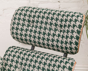 Green Houndstooth Chair & Ottoman