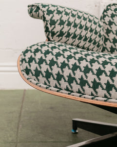 Green Houndstooth Chair & Ottoman