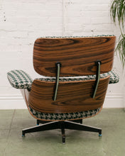 Load image into Gallery viewer, Green Houndstooth Chair &amp; Ottoman
