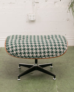 Green Houndstooth Chair & Ottoman