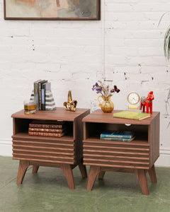 Slat Nightstands Pair