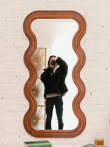 Wooden Squiggle Mirror