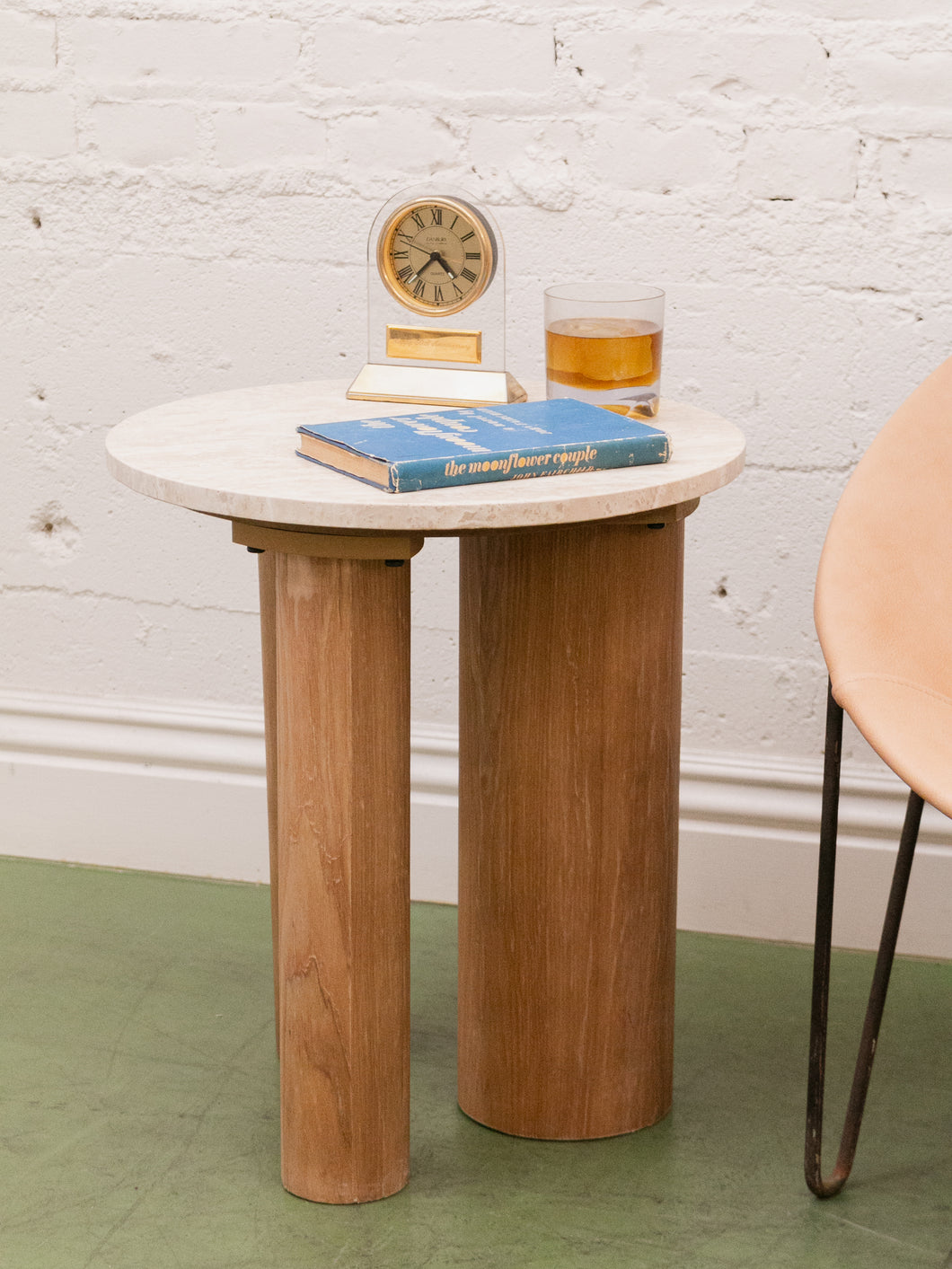 Marble Top Chunky Leg Side Table