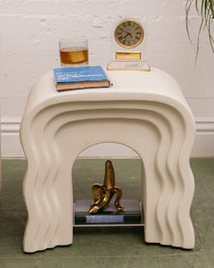 White Squiggle End Table