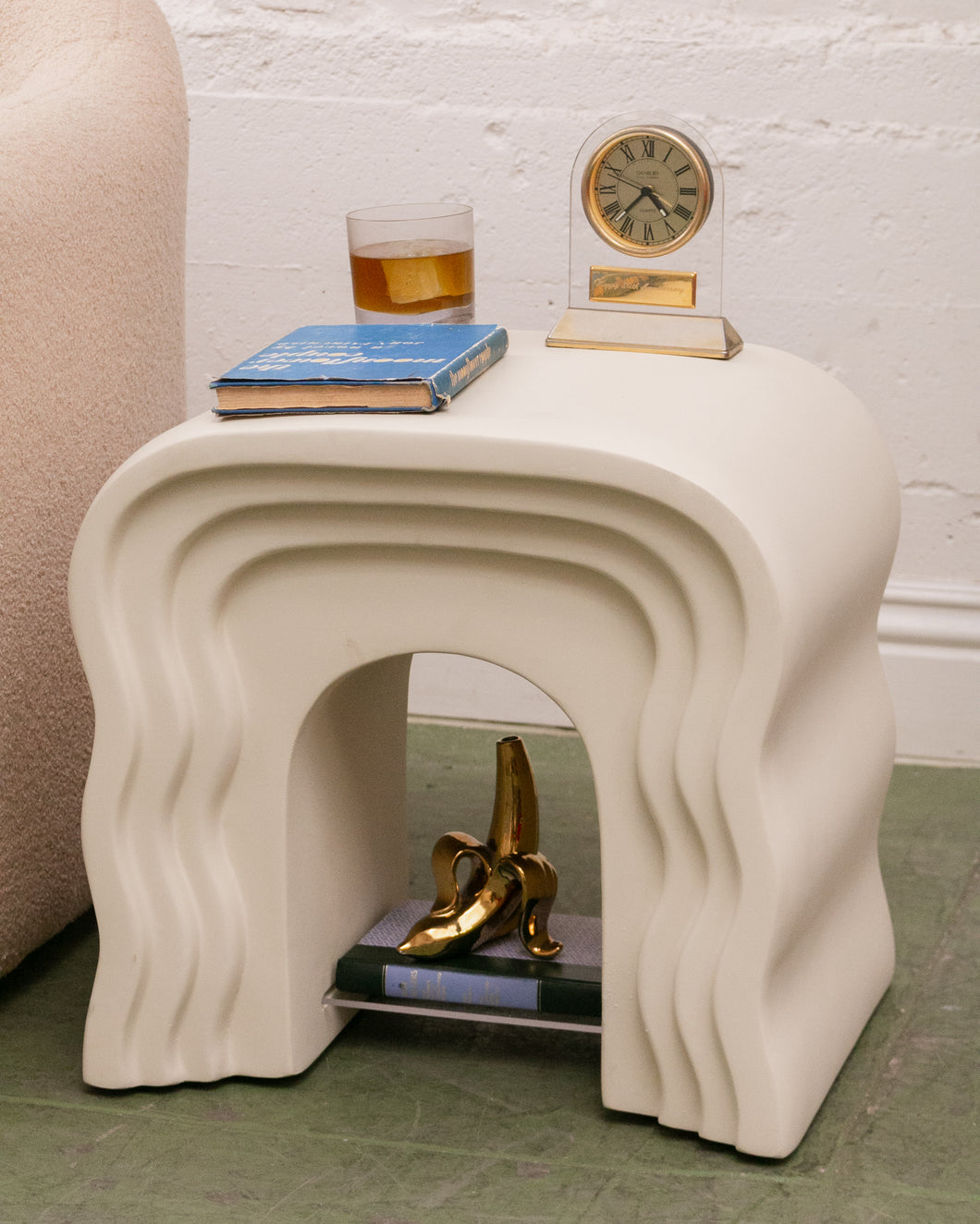 White Squiggle End Table