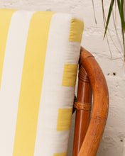 Load image into Gallery viewer, Vintage Striped Yellow Rattan Sofa
