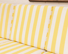 Load image into Gallery viewer, Vintage Striped Yellow Rattan Sofa
