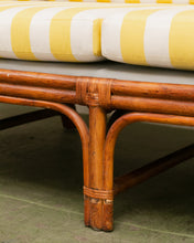 Load image into Gallery viewer, Vintage Striped Yellow Rattan Sofa
