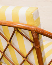 Load image into Gallery viewer, Vintage Striped Yellow Rattan Sofa
