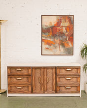 Load image into Gallery viewer, Cream and Rattan Vintage Credenza
