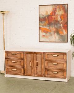 Cream and Rattan Vintage Credenza