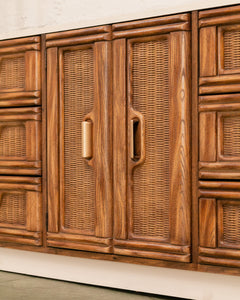 Cream and Rattan Vintage Credenza