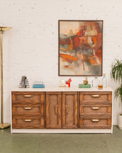 Load image into Gallery viewer, Cream and Rattan Vintage Credenza
