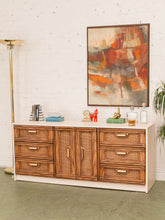 Load image into Gallery viewer, Cream and Rattan Vintage Credenza
