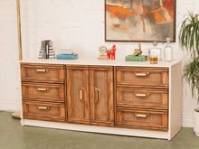 Load image into Gallery viewer, Cream and Rattan Vintage Credenza
