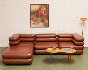 Elodie 4 Piece Modular Sectional in Saddle Brown Leather