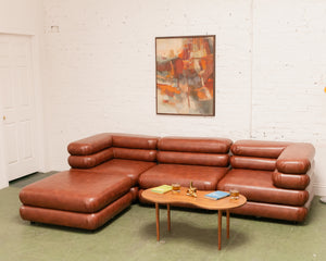 Elodie 4 Piece Modular Sectional in Saddle Brown Leather