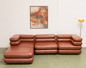 Elodie 4 Piece Modular Sectional in Saddle Brown Leather