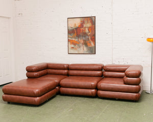 Elodie 4 Piece Modular Sectional in Saddle Brown Leather