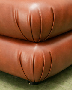 Elodie 4 Piece Modular Sectional in Saddle Brown Leather