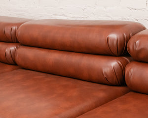 Elodie 4 Piece Modular Sectional in Saddle Brown Leather