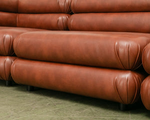 Elodie 4 Piece Modular Sectional in Saddle Brown Leather