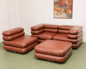 Elodie 4 Piece Modular Sectional in Saddle Brown Leather