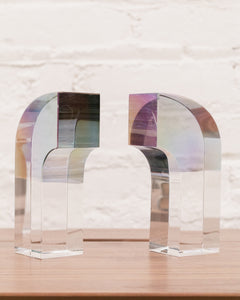 Pair of Lucite Half Arc Bookends