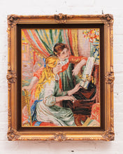 Load image into Gallery viewer, Vintage Needlepoint Picture Renoir Girls at the Piano
