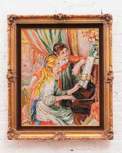 Vintage Needlepoint Picture Renoir Girls at the Piano