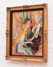 Load image into Gallery viewer, Vintage Needlepoint Picture Renoir Girls at the Piano
