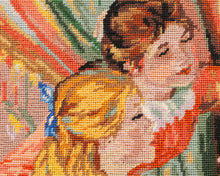 Load image into Gallery viewer, Vintage Needlepoint Picture Renoir Girls at the Piano
