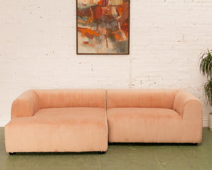 Caprese Sectional Sofa in Blush Corduroy