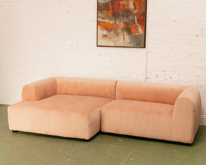 Caprese Sectional Sofa in Blush Corduroy