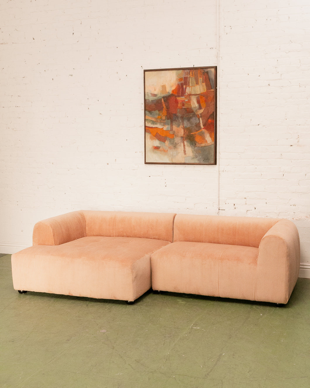 Caprese Sectional Sofa in Blush Corduroy