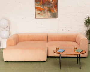 Caprese Sectional Sofa in Blush Corduroy