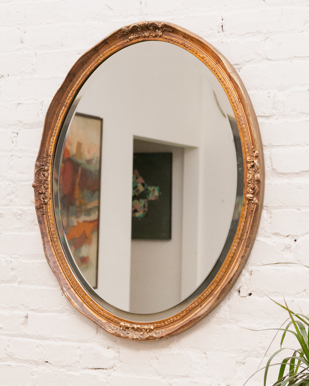 Ornate Gold Leaf Oval Mirror