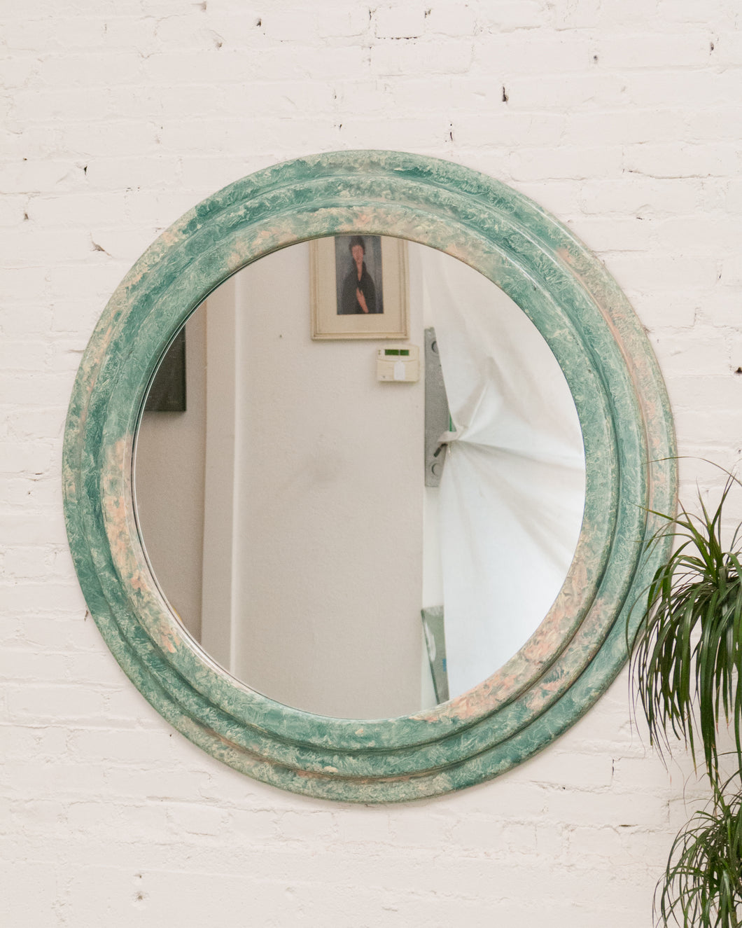 Faux Stone Post Modern Seafaom Green  Mirror