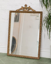 Load image into Gallery viewer, Early 1900s Curved Baroque Wall Mirror Antique French Style Dark Gold Wood
