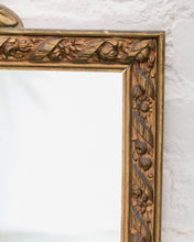 Load image into Gallery viewer, Early 1900s Curved Baroque Wall Mirror Antique French Style Dark Gold Wood
