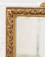 Load image into Gallery viewer, Early 1900s Curved Baroque Wall Mirror Antique French Style Dark Gold Wood
