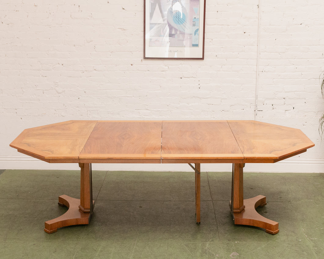 Burl Walnut Dining Table 2 Leaves