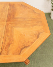 Load image into Gallery viewer, Burl Walnut Dining Table 2 Leaves
