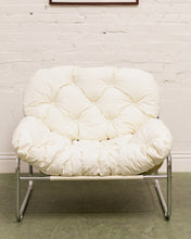 Load image into Gallery viewer, White Tufted Chrome Chair
